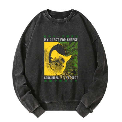 Tokyo-Tiger Mouse Has A Passion For Cheese Washed Sweatshirt