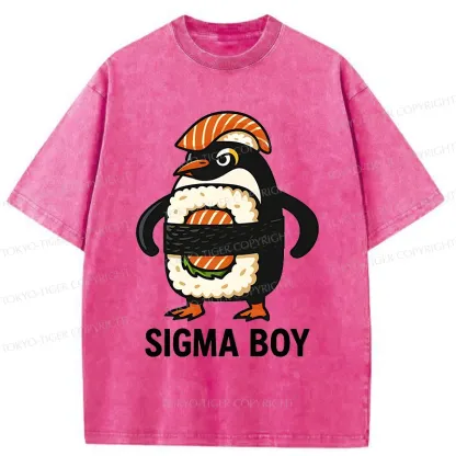 Tokyo-Tiger Sushi Penguin Washed T-Shirt