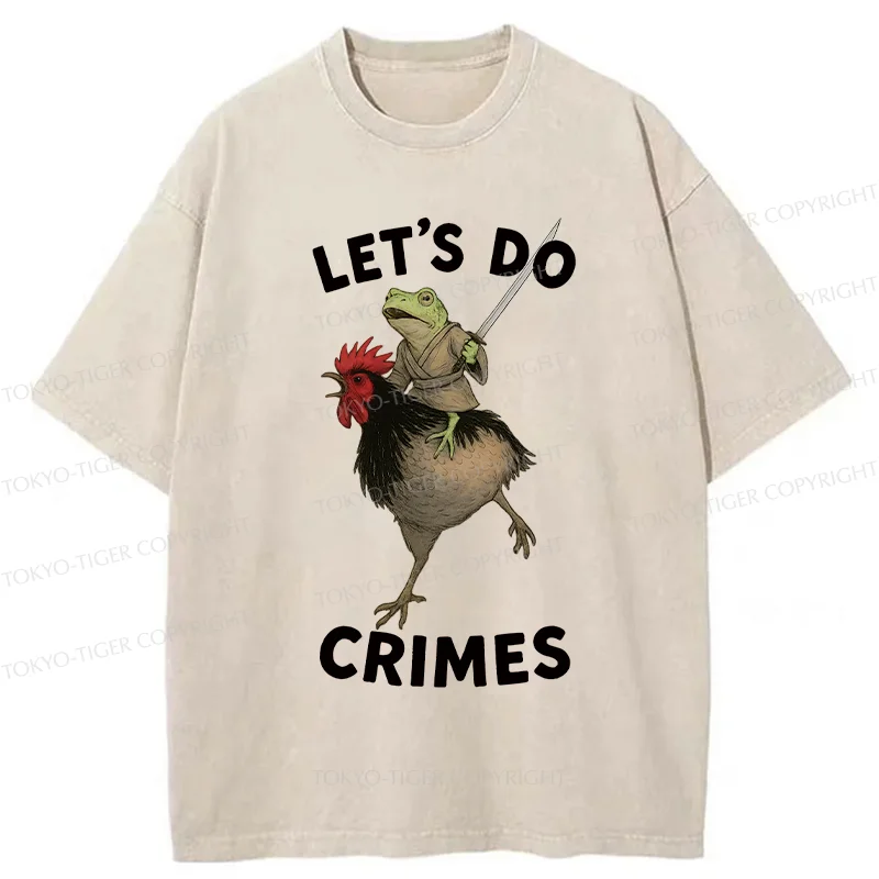 Tokyo-Tiger Frog Riding A Chicken Washed T-Shirt