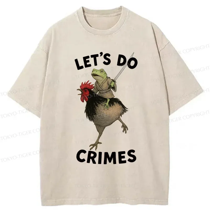 Tokyo-Tiger Frog Riding A Chicken Washed T-Shirt