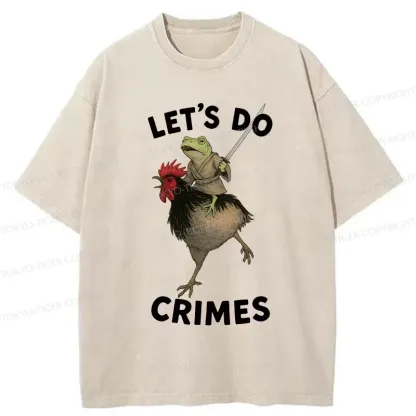 Tokyo-Tiger Frog Riding A Chicken Washed T-Shirt