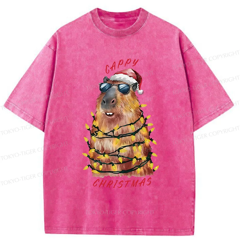 Tokyo-Tiger Merry Christmas Capybara Washed T-Shirt