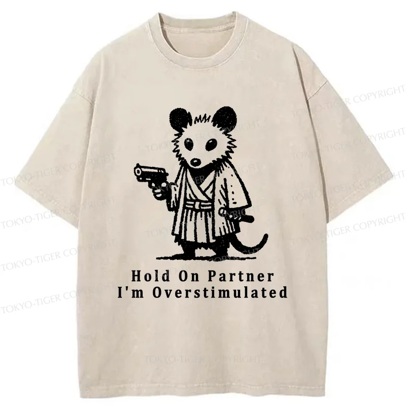 Tokyo-Tiger Funny Possum Samurai Washed T-Shirt