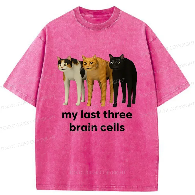 Tokyo-Tiger Brain Cells Cats Washed T-Shirt