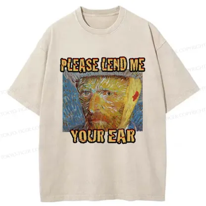 Tokyo-Tiger Van Gogh Funny Washed T-Shirt