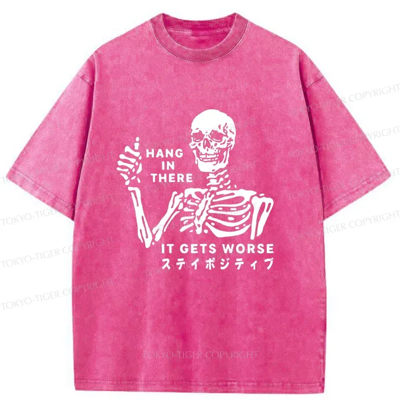 Tokyo-Tiger Taunting Skeleton Washed T-Shirt