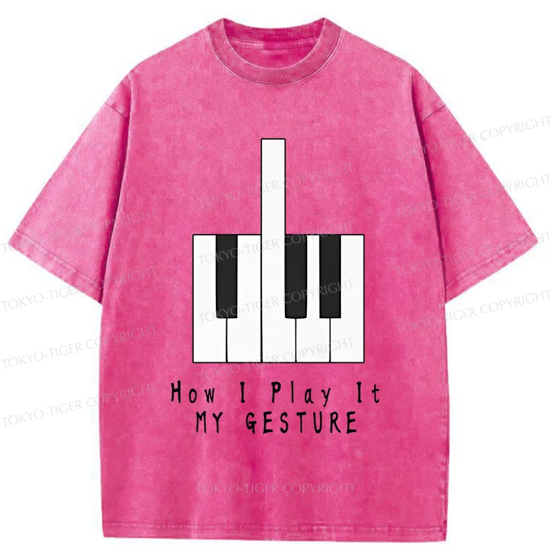 Tokyo-Tiger Piano Gesture Washed T-Shirt
