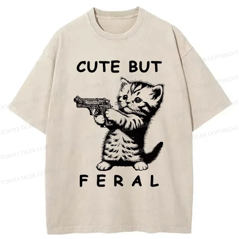 Tokyo-Tiger Ferocious Cat Washed T-Shirt Sale