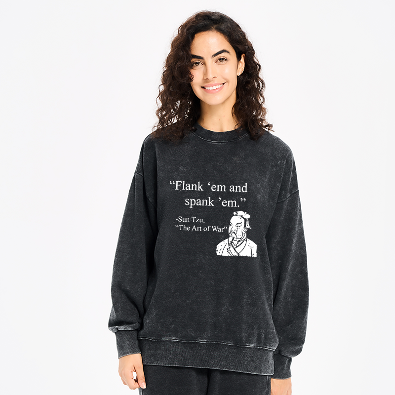 Tokyo-Tiger The Art Of War Funny Washed Sweatshirt