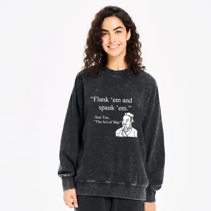 Tokyo-Tiger The Art Of War Funny Washed Sweatshirt