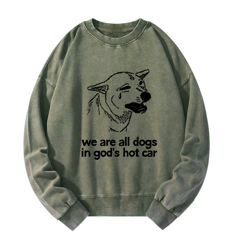 Tokyo-Tiger Sad Dog Funny Washed Sweatshirt