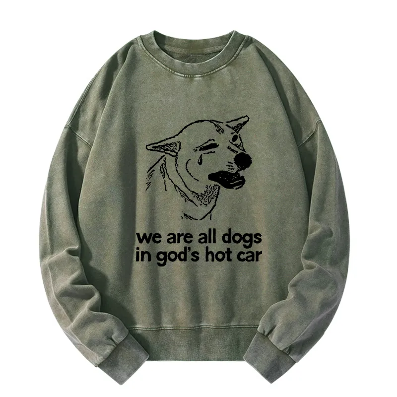 Tokyo-Tiger Sad Dog Funny Washed Sweatshirt