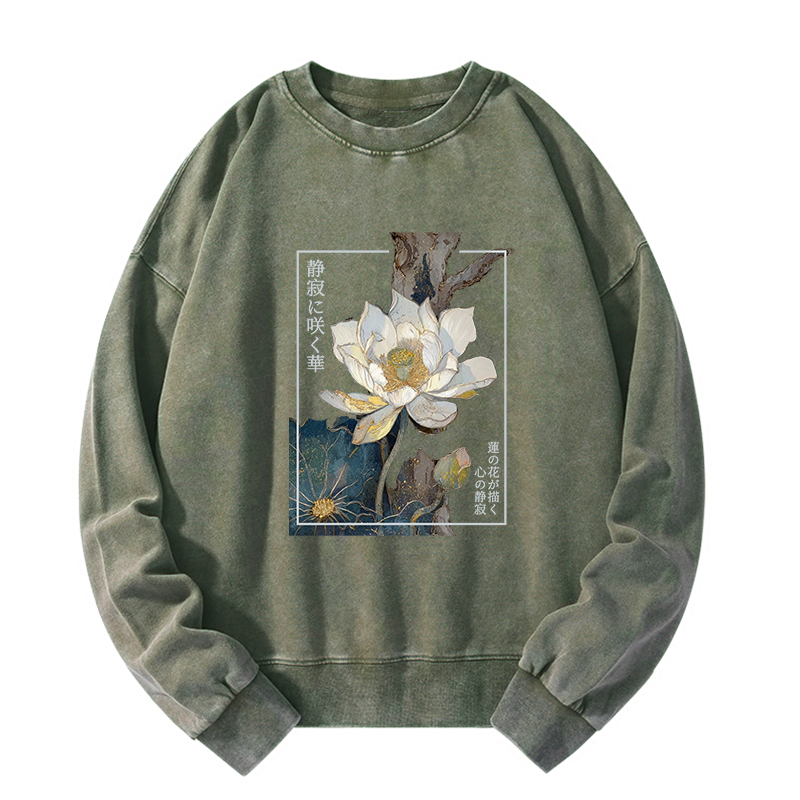 Tokyo-Tiger Blooming Lotus Japan Washed Sweatshirt