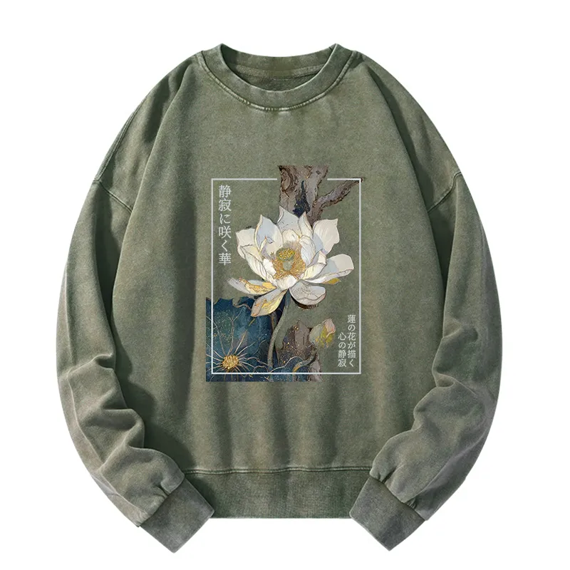 Tokyo-Tiger Blooming Lotus Japan Washed Sweatshirt