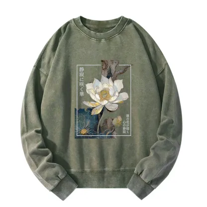 Tokyo-Tiger Blooming Lotus Japan Washed Sweatshirt