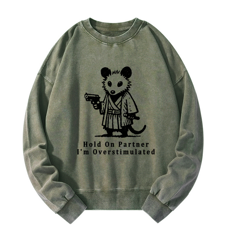 Tokyo-Tiger Funny Possum Samurai Washed Sweatshirt
