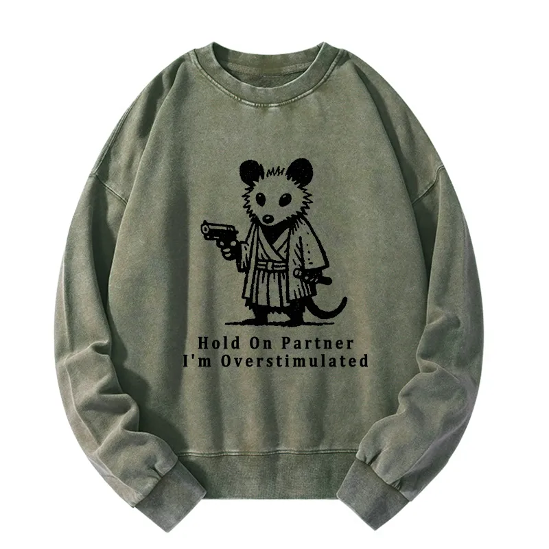 Tokyo-Tiger Funny Possum Samurai Washed Sweatshirt