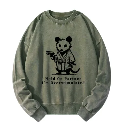 Tokyo-Tiger Funny Possum Samurai Washed Sweatshirt