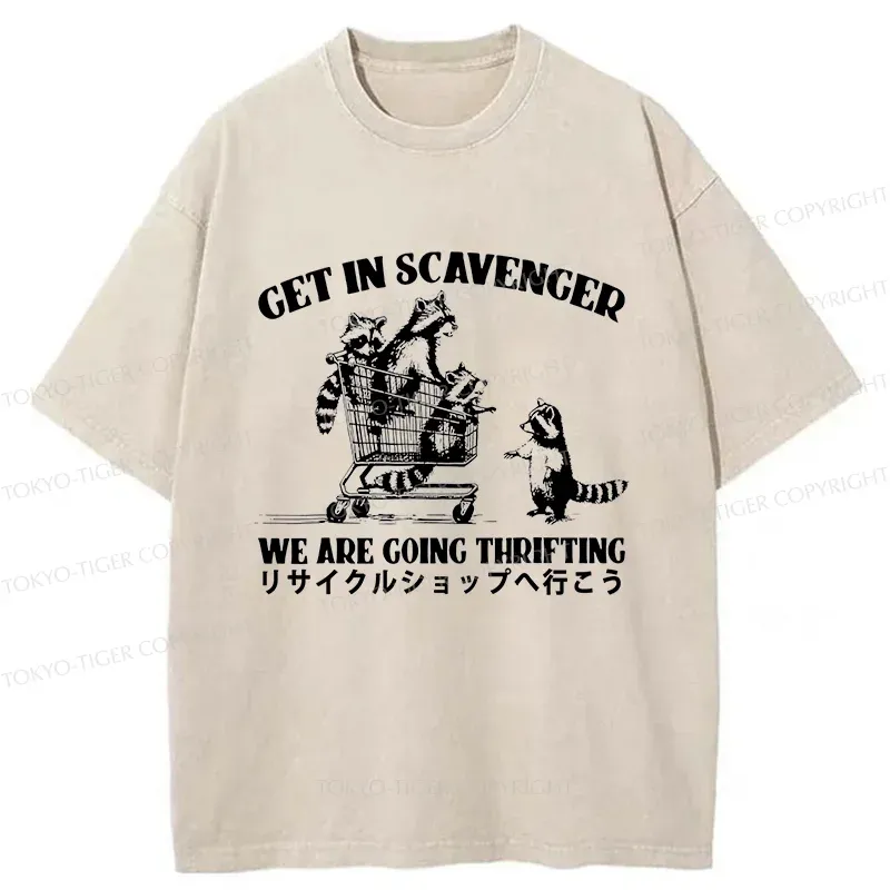 Tokyo-Tiger Raccoons Picking Up Trash Washed T-Shirt