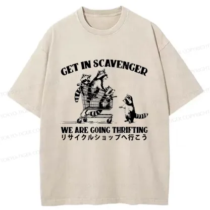 Tokyo-Tiger Raccoons Picking Up Trash Washed T-Shirt