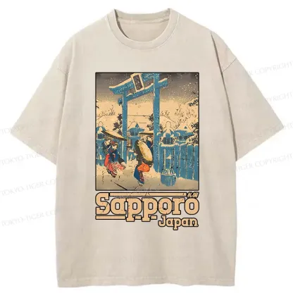 Tokyo-Tiger Sapporo Snow Scene Washed T-Shirt