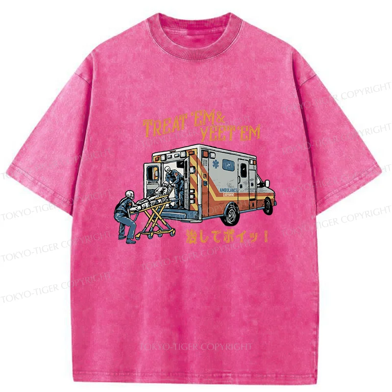 Tokyo-Tiger Ambulance Funny Washed T-Shirt