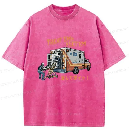 Tokyo-Tiger Ambulance Funny Washed T-Shirt