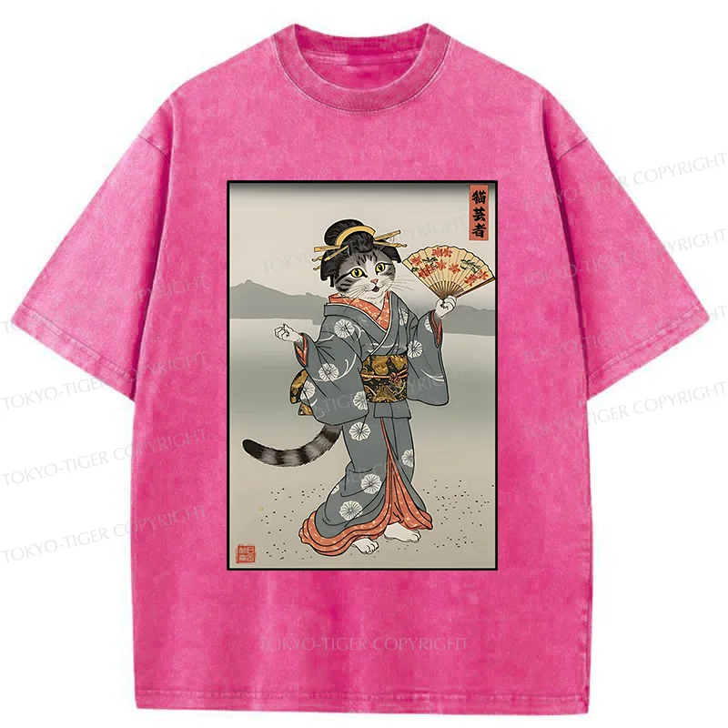 Tokyo-Tiger Cat Geisha Washed T-Shirt