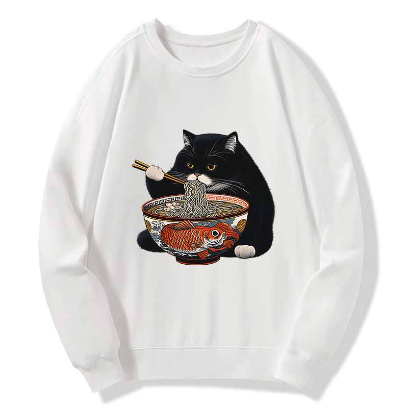 Tokyo-Tiger Fat Cat Eating Ramen Classic Sweatshirt