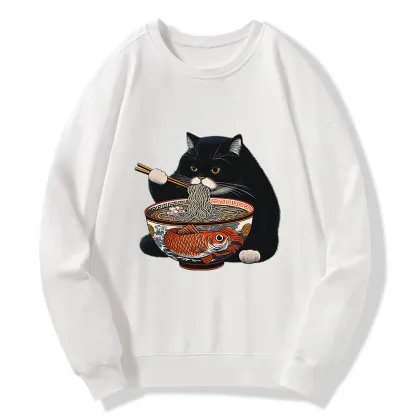 Tokyo-Tiger Fat Cat Eating Ramen Classic Sweatshirt