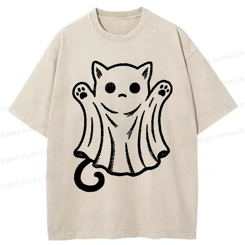 Tokyo-Tiger Cat Ghost Washed T-Shirt