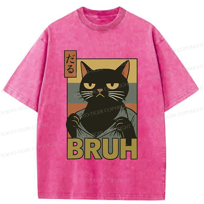 Tokyo-Tiger Black Cat Bruh Washed T-Shirt