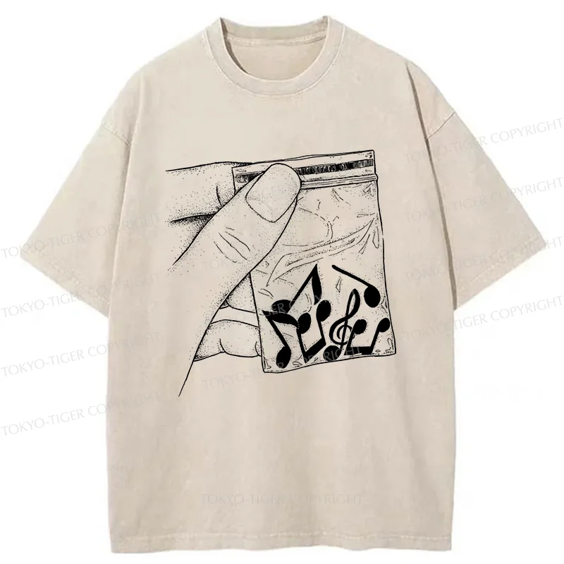 Tokyo-Tiger Music Addiction Washed T-Shirt