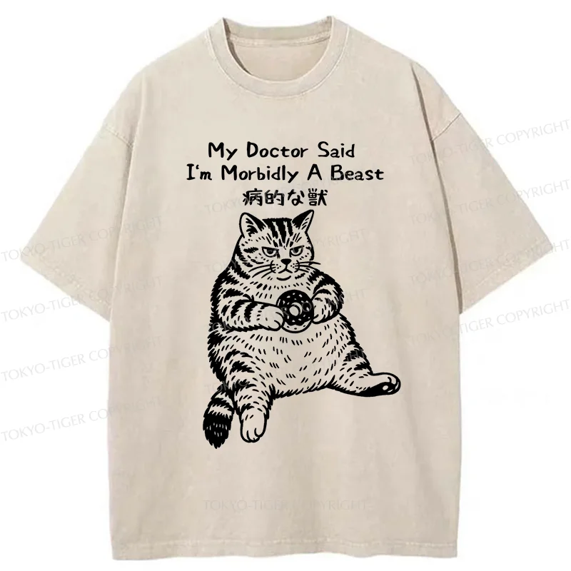 Tokyo-Tiger Lazy Fat Cat Washed T-Shirt