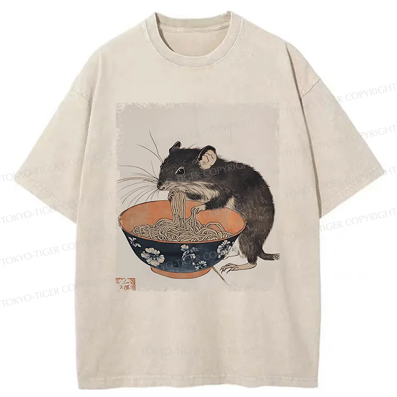 Tokyo-Tiger Mouse Steals Ramen Washed T-Shirt