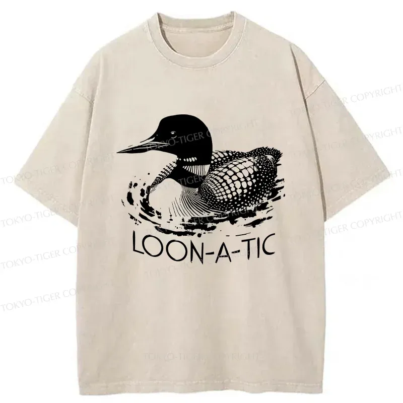 Tokyo-Tiger Loon-a-tic Funny Washed T-Shirt