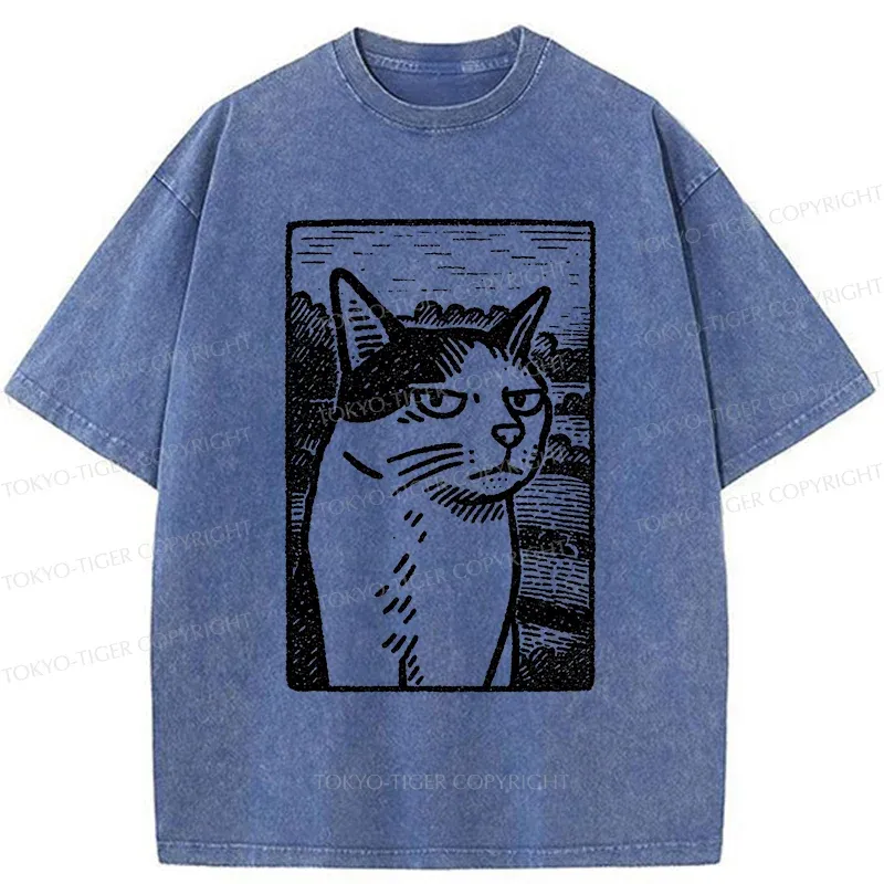 Tokyo-Tiger Cat's Hateful Eyes Washed T-Shirt Sale