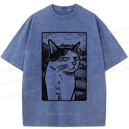 Tokyo-Tiger Cat's Hateful Eyes Washed T-Shirt