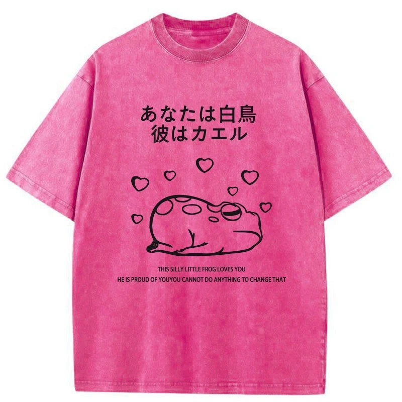 Tokyo-Tiger This Silly Little Frog Loves You Washed T-Shirt