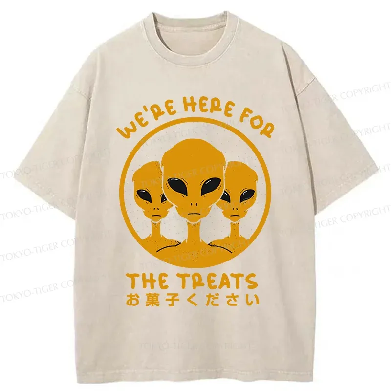 Tokyo-Tiger Alien Asking For Candy Washed T-Shirt