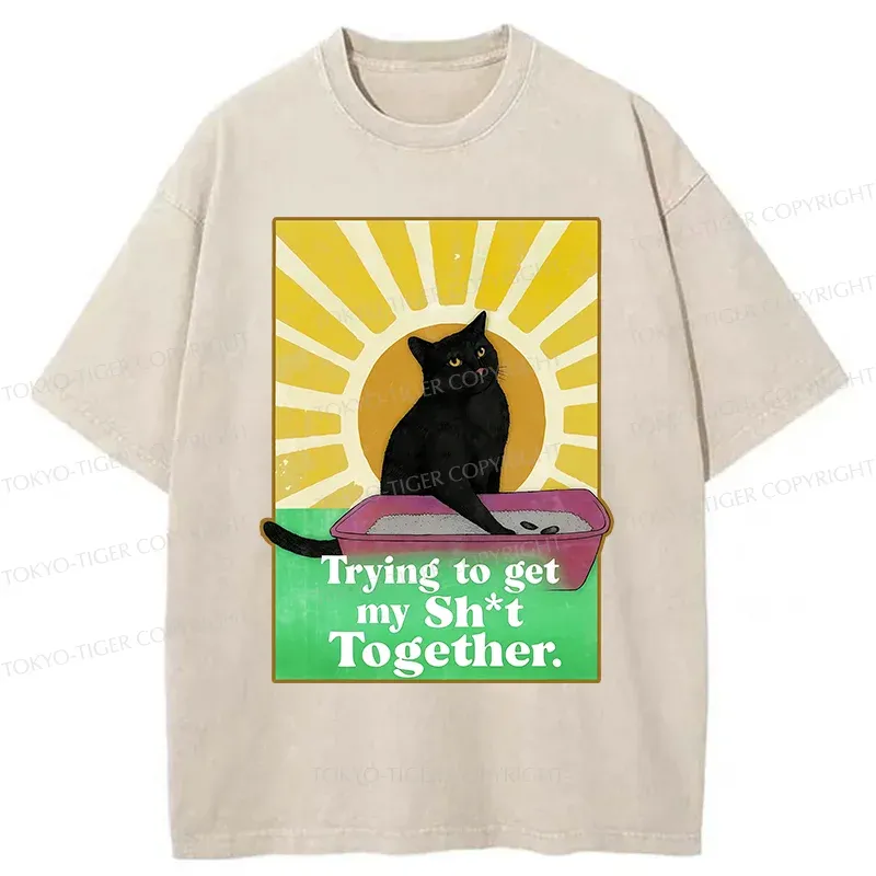 Tokyo-Tiger Cat That Scoops Up Shit Washed T-Shirt