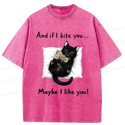 Tokyo-Tiger Cat's Expression Of Love Washed T-Shirt