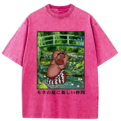 Tokyo-Tiger A New Addition To Monet's Garden Washed T-Shirt