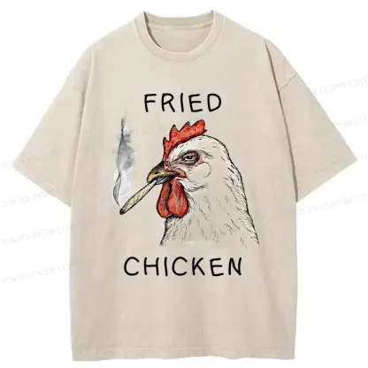 Tokyo-Tiger Fried Chicken Funny Washed T-Shirt