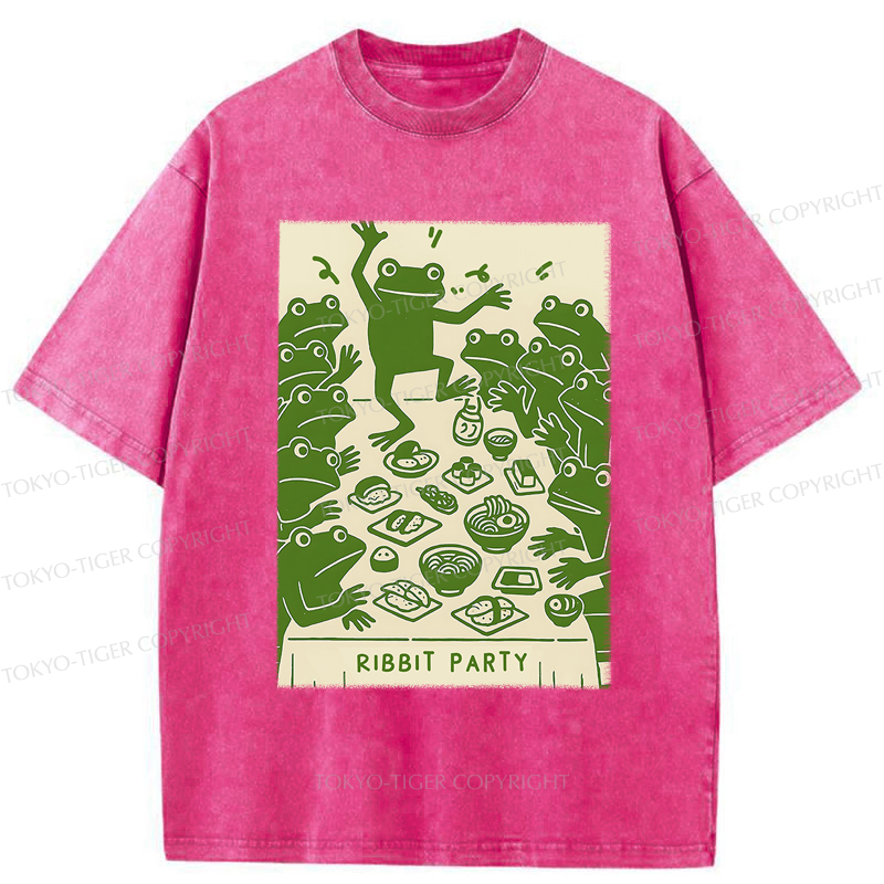 Tokyo-Tiger Ribbit Party Washed T-Shirt