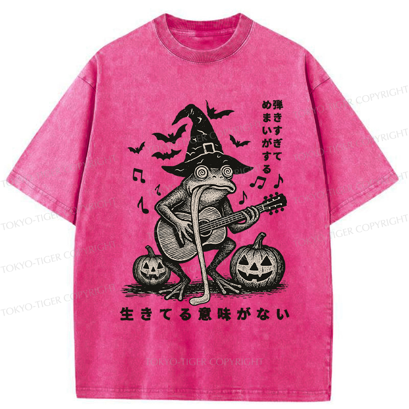 Tokyo-Tiger Funny Frog Guitarist Washed T-Shirt
