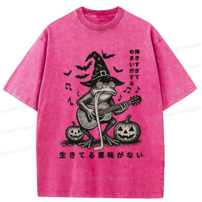 Tokyo-Tiger Funny Frog Guitarist Washed T-Shirt
