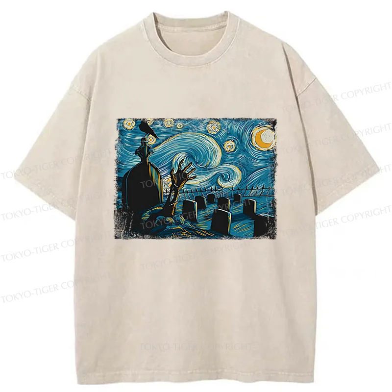 Tokyo-Tiger Halloween Under The Stars Washed T-Shirt