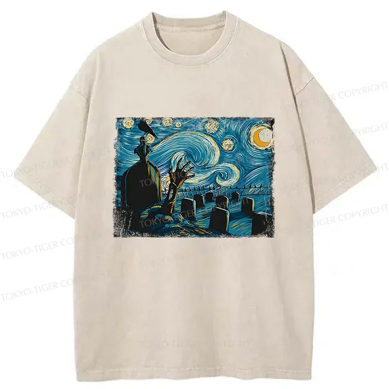 Tokyo-Tiger Halloween Under The Stars Washed T-Shirt