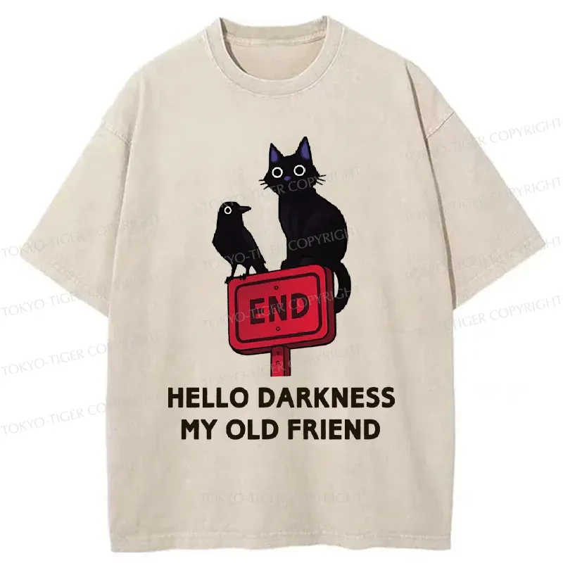 Tokyo-Tiger Black Cat And Crow Washed T-Shirt